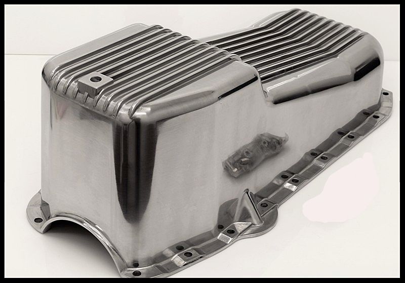 SBC CHEVY ALUMINUM OIL PAN 2pc RMS 5579 DRIVER SIDE DIPSTICK 8442OP